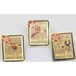 1996 Atlanta Olympics Texaco Enamel Pin Lot of 3 Fire Helmet Truck Dog ACOG